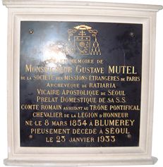 Plaque de Monseigneur Gustave Mutel