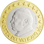 Face du Vativan de 1 euro