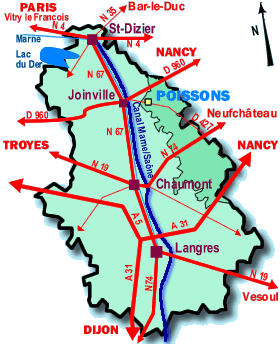 Carte de la Haute-Marne - Canton de Poissons
