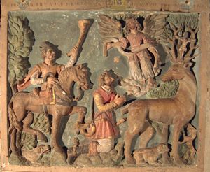 Bas relief sur saint Hubert